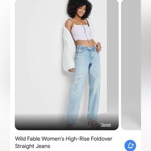Wild Fable high rise fold over straight jeans